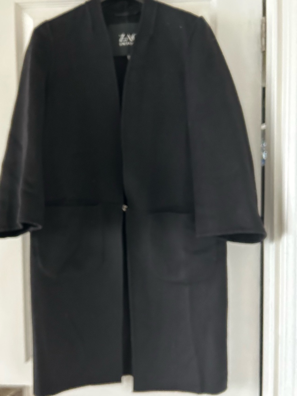 ZAC Zac Posen Black Minimalist Open-Front Coat